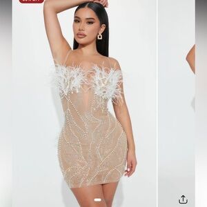 Maya Embellished Mini Dress - Nude